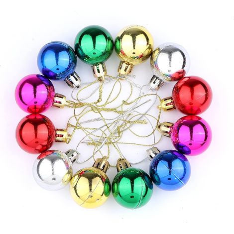 24 PCS of 6-color Mini Christmas Tree Baubles Matte and Glitter Decorated Baubles Xmas Hanging Decorations 30mm (1/4)