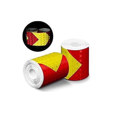 Stück reflektierendes Klebeband (rot und gelb), hochfestes, wasserfestes, prismenreflektierendes, pfeilförmiges Sicherheitswarnband (1/5)