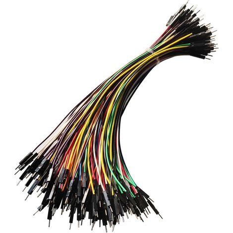 100 Pièces 1P to 1P Mâle vers Mâle Jumper Wires Cavalier Câble Set, 1 Pin Fil Electrique Connexion Breadboard Electronique pour Arduino Prototype Shield, 20CM, 24AWG, 10 Couleur (1/5)