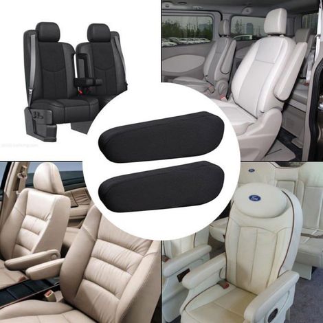 2pcs Housse D'Accoudoir Voiture Avant+Central Noir, Anti-usure, Protection Accoudoirs, Accessoire Intérieur Cuneary (1/5)