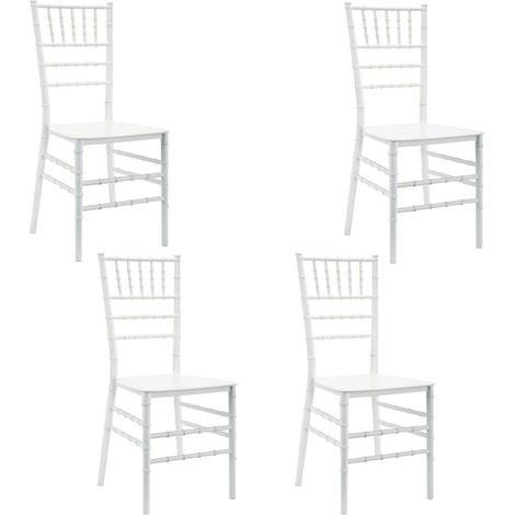 Mediawave Store – Lot de 4 chaises chiavari blanches empilables – Matériau polypropylène – H91 x P40 x L39 cm – Résistantes aux UV – Conception italienne