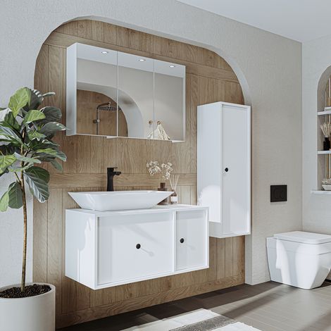 Roomart GUSTO-II-90 Bad-Set 4-tlg 90 cm breit, Weiß