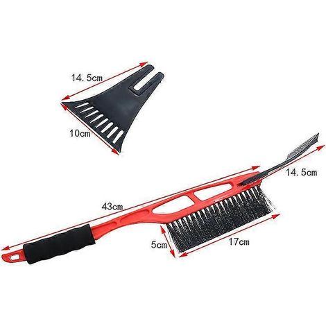 Pelle à neige, brosse à neige et grattoir de luxe amovible pour voiture, déneigement des vitres et du pare-brise en hiver, entretien automobile (couleur : rouge) (1/5)