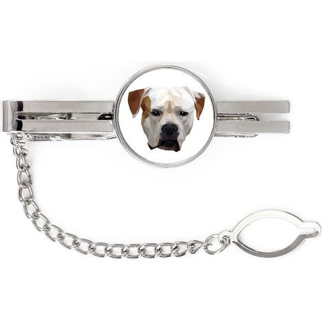 Bulldog americano - pinza de corbata geométrica con foto e inscripción Art-Dog (1/4)