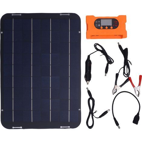 12W 18V Solarmodul-Set, IP65 wasserdicht, Batterieladegerät mit Regler, für Camping, Wohnwagen, Gewächshäuser (1/5)