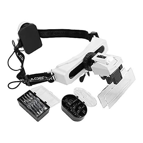 LED Head Magnifier Magnifying Glasses with LED Lighting for Close Work, Jeweler Reading, Sewing and DIY (1/5)