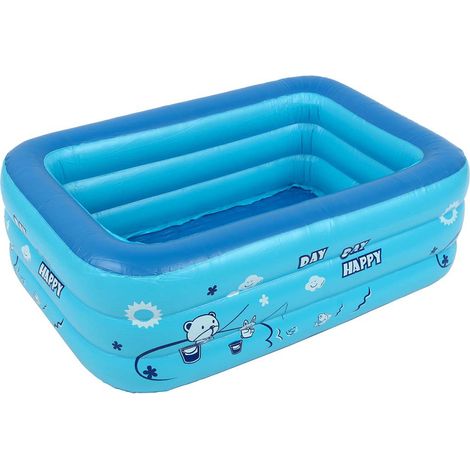 Aufblasbarer rechteckiger PVC-Pool 130x80x40cm, Babybadewanne, leicht zu transportieren und schnell zu verstauen, 3 unabhängige Ringe (1/5)