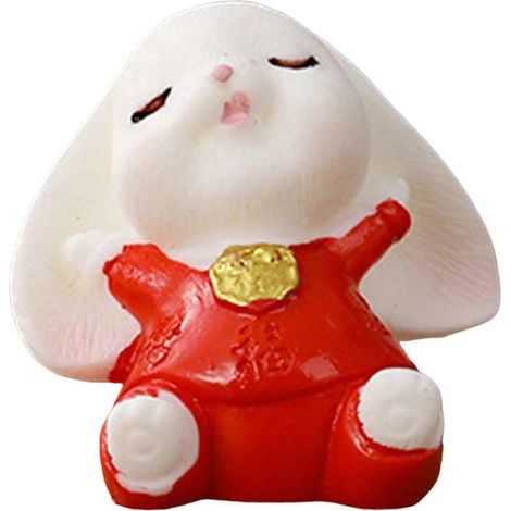 Statue de lapin décorative pour bureau, sculpture de paysage, cadeau idéal pour la fête du printemps ou un anniversaire.-2.3cmx2.9cm