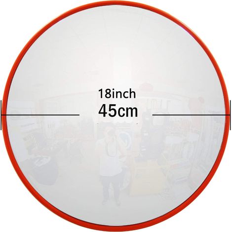 Miroir de circulation convexe 45 cm – Vision panoramique 130° – Lentille polycarbonate – Support mural inclus – Pour garages et entrepôts