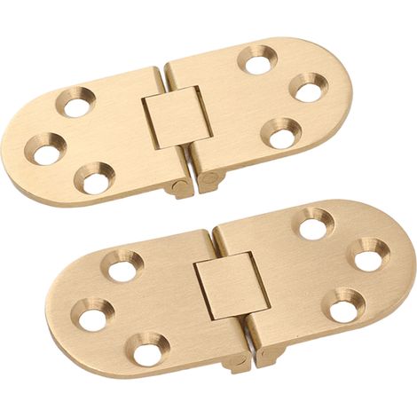 Lot de 2 charnières à rabat pliables en laiton inoxydable à bords arrondis, ouverture à 180°, avec vis, pour table pliante et machine à coudre (2,0 mm / 0,08 po).