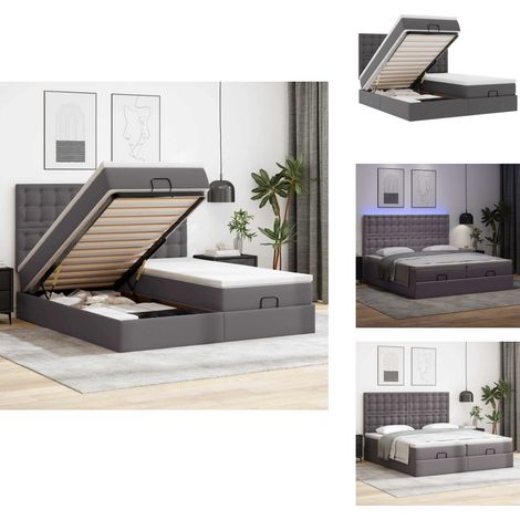Lit ottoman avec matelas & LED Gris 180x200cm similicuir - Lit Ottoman - Lits Ottoman - Cadre De Lit - Cadre De Lit Avec Rangement (1/5)