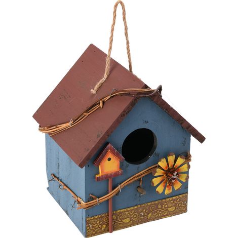 Nichoir mural en bois pour oiseaux, décoration de jardin pour terrasse, jardin, villa, balcon (2) (1/5)