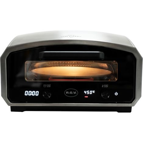 Horno de pizza eléctrico RGV Vulcano con pantalla LED, temperatura ajustable de 150 a 450 °C, gris
