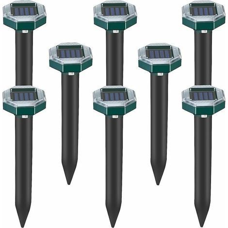 Lot de 8 pics répulsifs à ultrasons pour taupes, serpents et campagnols à énergie solaire pour pelouse, jardin et cour, répulsif à sardines (1/5)