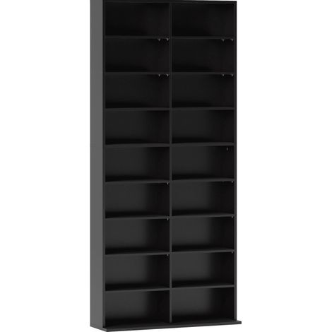 CD-Regal schwarz mit 18 Fächern und 14 verstellbaren Einlegeböden, für 640 CDs (1/4)