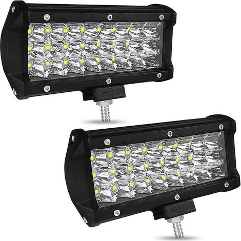Zwei 7-Zoll-LED-Lichtleisten, 6000 K, 144 W, 5760 lm, 10-30 V, 4 Reihen, 8D-Linse, Offroad-Scheinwerfer, LED-Chip, Scheinwerfer, Arbeitsscheinwerfer. (1/5)