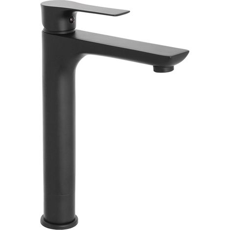 Miscelatore lavabo alto Flat in ottone nero opaco con piletta inclusa (1/3)