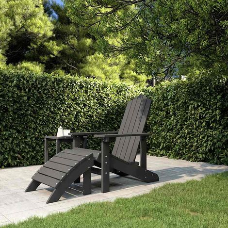 Chaise de jardin Adirondack avec repose-pied amovible en PEHD anthracite 73x83x92 cm - PANGIVO (1/5)