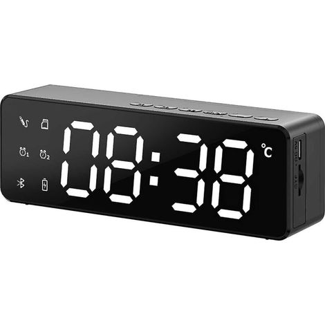 Audiowecker mit Bluetooth-Lautsprecher, Temperaturanzeige, kreativem Spiegel für Schüler, kleines Geschenk, kabelloser Wecker mit Bluetooth-Wiedergabe für H (1/5)