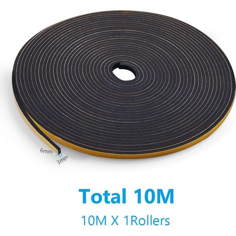 Joint Fenetre Isolation Anti Froid, Joint Isolation pour Porte Fenêtre autocollante pour portes, Joint Fenêtre Isolation du bruit, Joint de fenêtre Joint en Mousse(6mm x 3mm x 10M, Noir) (1/4)