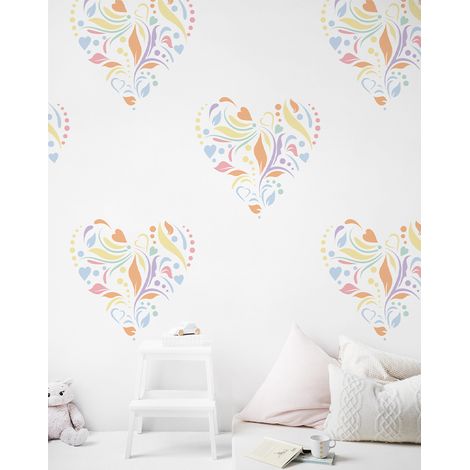 Pochoir, coeurs et cercles, motif floral, amour, 60 cm X 70 cm (1/5)