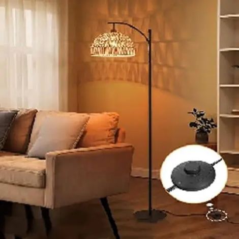 160cm Floor Lamp with Pendant Lampshade, Living Room and Office Lighting Fixture Black (1/2)