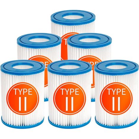 filtres de Piscine compatibles avec la Cartouche pour Bestway II, Filtre de Rechange pour spas Compatible avec la Pompe filtrante Lay Z Spa, Lot de 6 Cartouches Type II (1/5)