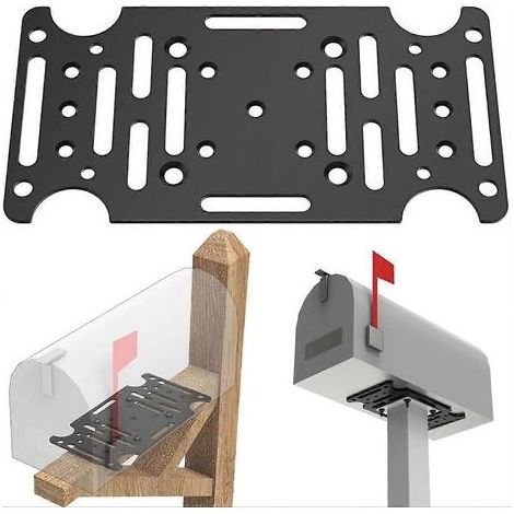 Support de fixation pour boîte aux lettres, plaque d'adaptation de montage universelle compatible avec les poteaux en bois ou creux pour la plupart des boîtes aux lettres à fixation sur poteau (1/4)