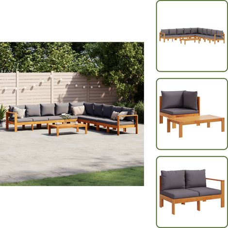Gartenstuhl - vidaXL 6-tlg. Garten-Sofagarnitur mit Kissen Massivholz Akazie - Sitzkissen