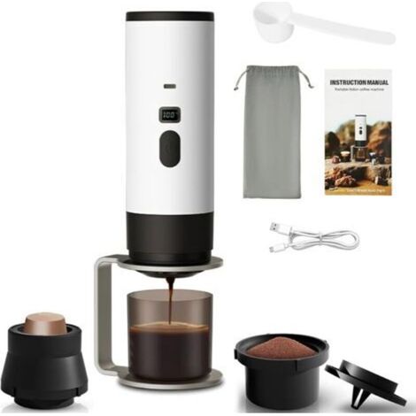 Machine à Café Portable, Machine à Expresso Électrique 15 Bars 2 en 1 Machine à Café de Camping Compatible avec le Café Moulu et les Capsules de Café pour la Randonnée, le Bureau et le Camping-car (1/5)