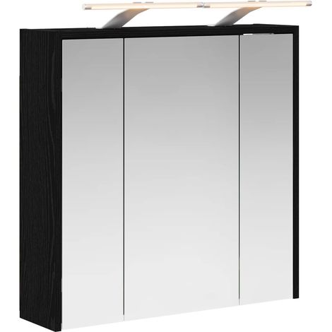 Maison Exclusive - Mobiletto per specchio da bagno Rovere Nero 63,5 x 16 x 62,5 cm
