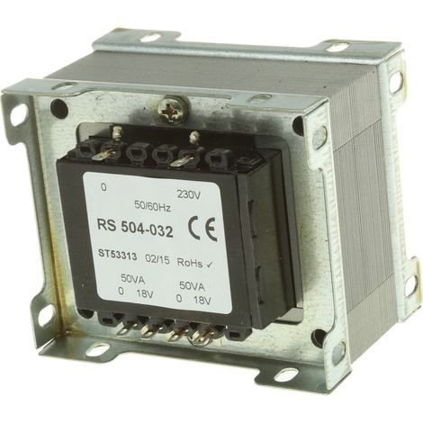 Transformateur à montage sur châssis, Vin 230V c.a., Vout 18V c.a., 2 sorties, 100VA ( Prix pour 1 )