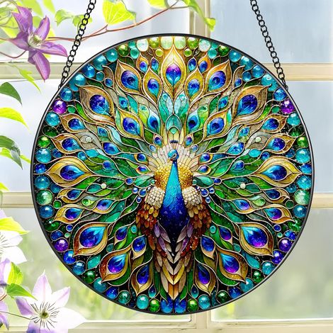 Attrape-soleil en vitrail 25 cm – Déco intérieure suspendue pour fenêtre et mur, idée cadeau anniversaire (1/4)