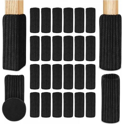 Couvre-pieds de chaise, 24 couvre-pieds de chaise en feutre, couvre-pieds de chaise antidérapants, noir (1/5)