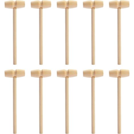 Mini Marteaux en Bois - Lot de 10 - Bois Naturel - Outils Bricolage Enfant - Jeux Créatifs et Artisanat - 15,2 x 4,2 cm (1/5)