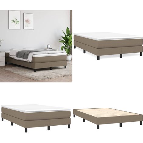 Cama box spring con colchón tela gris taupe 120x200 cm - Colchón de muelles - Cama de muelles