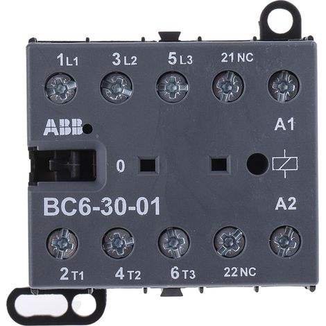 Contacteur ABB série BC6, 3 pôles , 3NO, 20 A, 24 V c.c., 4 kW ( Prix pour 1 ) (1/2)