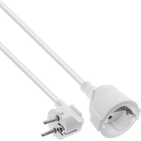INLINE RALLONGE ÉLECTRIQUE H05VV-F, CABLE D'ALIMENTATION - AVEC PRISE MÂLE COUDÉE ET PRISE FEMELLE - 20 M - POUR INTÉRIEUR - PRO