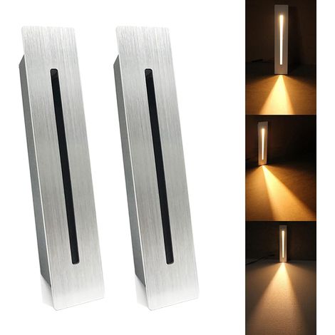 LED Encastré Escalier Lumière Étape Lumière 3W 220 V Intérieur Coin Applique Murale Étape Décoration Lampe Couloir Escalier Lampe Avec CREE Puce, 2 pièces, Blanc Froid, Silver (1/5)