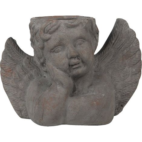 Jardinière Figurine Ange en Pierre Grise 30 x 13 x 20 cm pour Décoration Intérieure - PANGIVO (1/5)