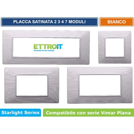 Placca compatibile Vimar Plana 7 moduli plastica colore bianco satinato Ettroit EV85601 (1/5)