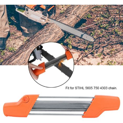 Affûteuse de chaîne de tronçonneuse manuelle 2 en 1 de 5,2 mm, compatible avec les modèles STIHL 5605, 750 et 4303 (diamètre 3/8 po et 0,325 po, orange). (1/5)