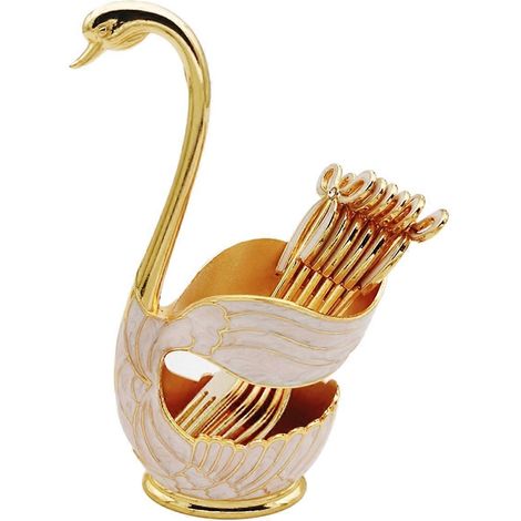 Ensemble élégant de cuillères à café et dessert style cygne B (1/5)