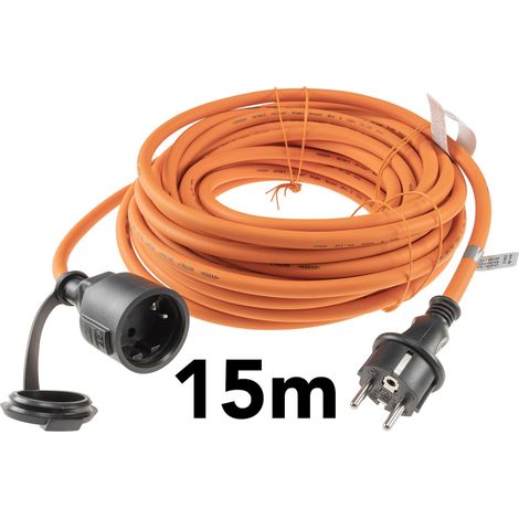 Rallonge en caoutchouc CHILITEC avec prise de terre, IP44, 15 m, orange