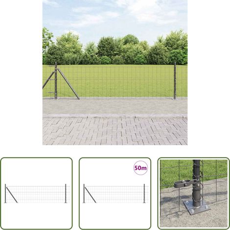 Terrassenzaun - Zaun mit Pfosten Grau 0,6 x 50 m Stahl und PVC (1/5)