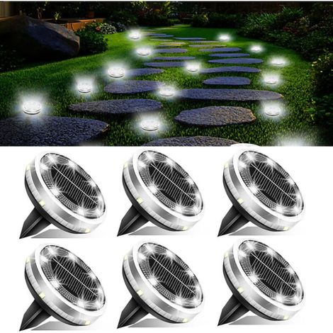 6 PCS Lumières solaires extérieures, lumières solaires imperméables, éclairage de jardin à LED, panneau solaire de mise à niveau, lumière blanche (1/5)