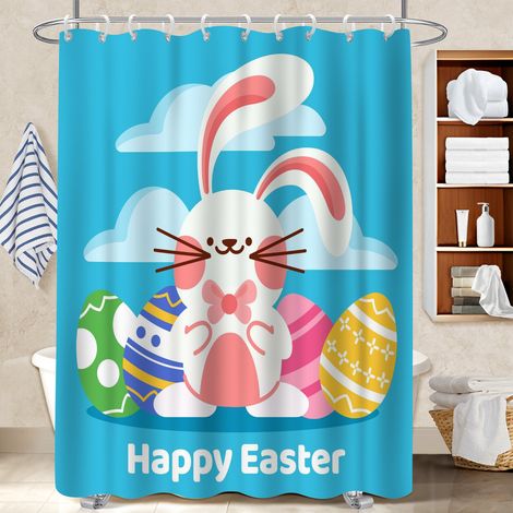 Ensemble rideau de douche polyester avec anneaux 180x180 fluide protection douche pour baignoire asymétrique (1/5)