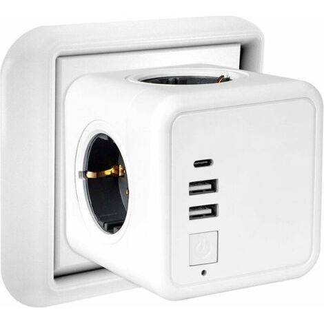 4 Outlet Wall Power Strip with 2 USB and 1 Type C Port - 3.1A Fast Charging - Compact Design for Office and Home (1/5)