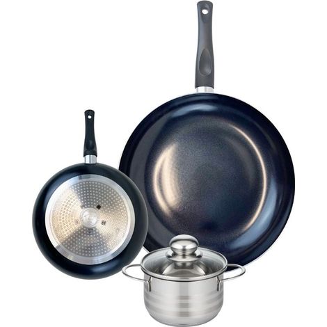 Ensemble de 2 Poêles de cuisson 20 et 32 cm et 1 faitout 14 cm Elo Prima Brillant (1/5)