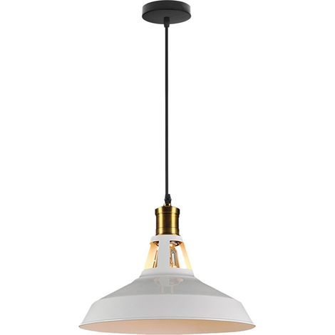Lámparas Colgantes Vintage Iluminación de Techo Metal Luz Colgante Blanco para Cocina Salón